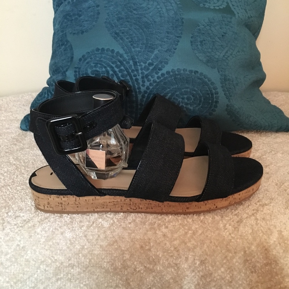 Via Spiga Navy Blue Denim Sandals