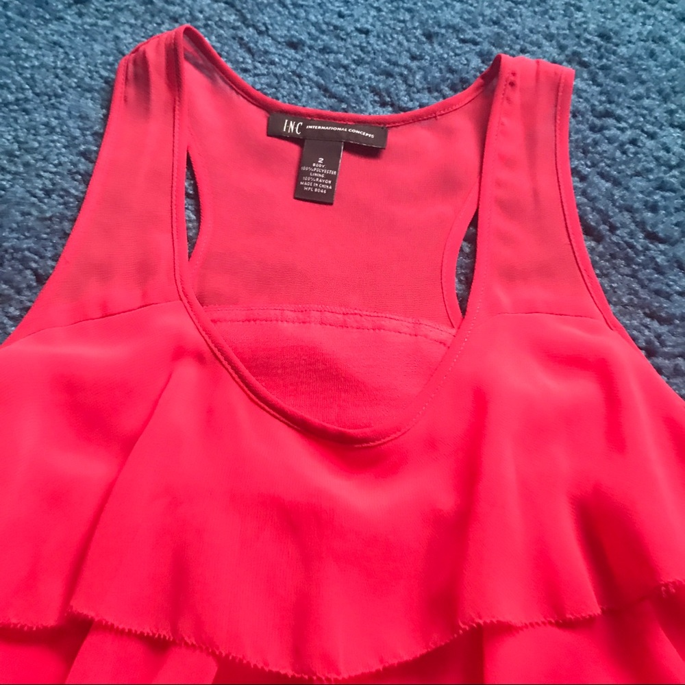 Beautiful Coral Ruffled Tan Top 👚 - Picture 3 of 8