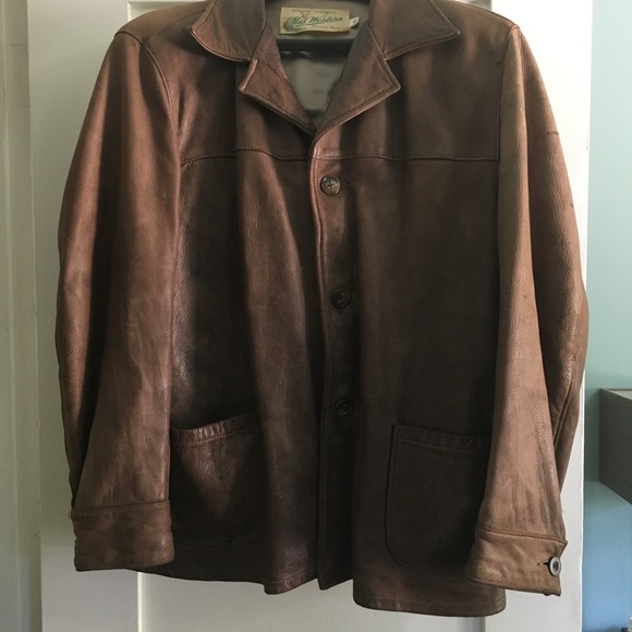 Men's Vintage Deer Leather Jacket - Picture 1 of 6