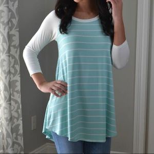 Mint and Cream stripe tunic! FINAL PRICE!