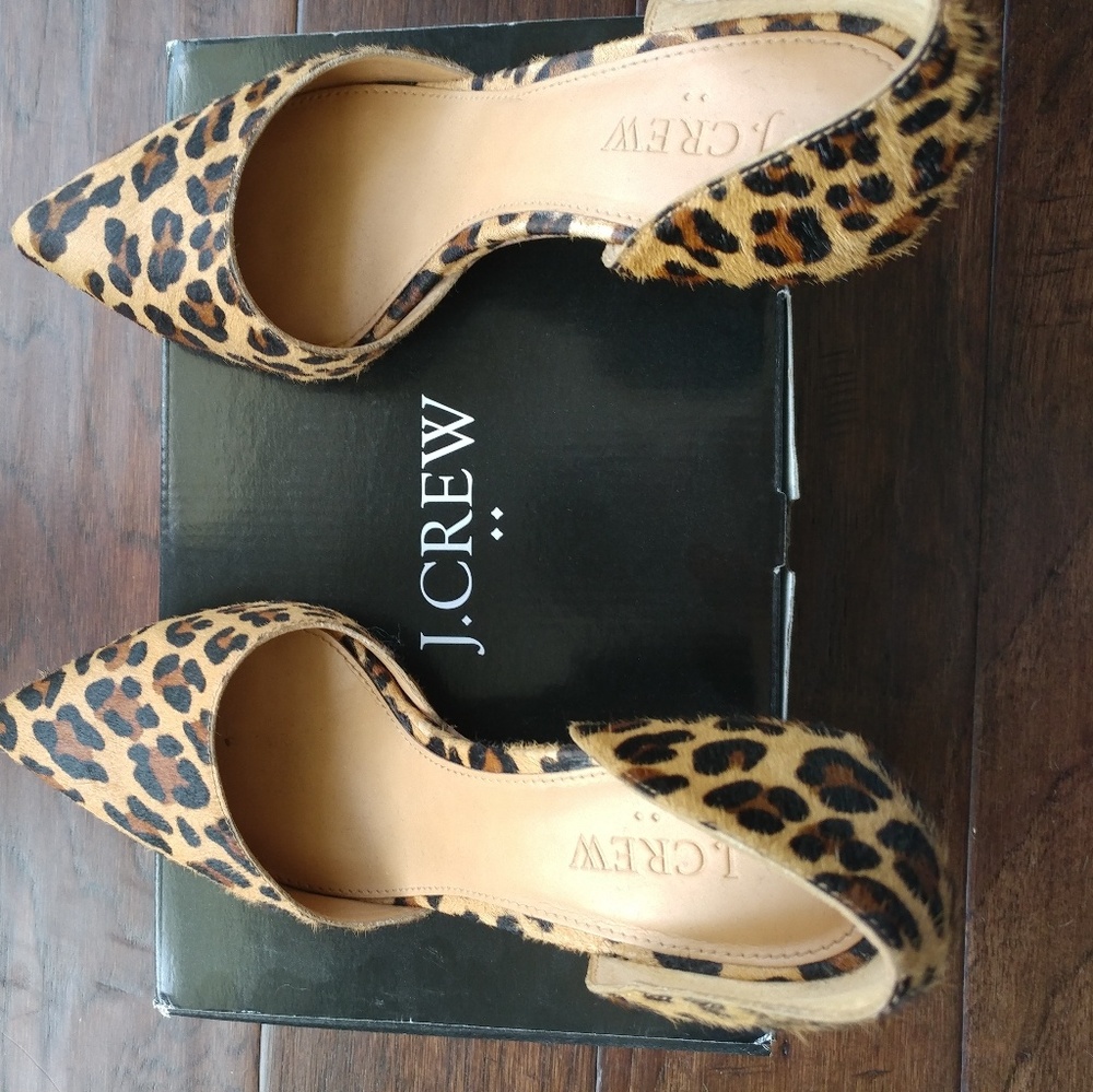 J Crew Leather and Calfhair D'Orsay Pumps
