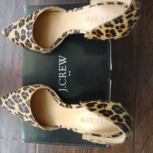 J Crew Leather and Calfhair D'Orsay Pumps