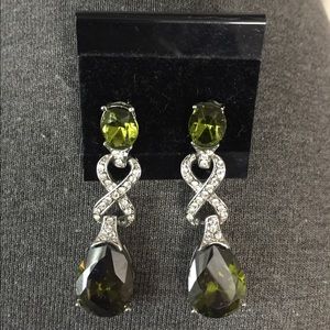 Peridot and cubic zirconia dangle earrings