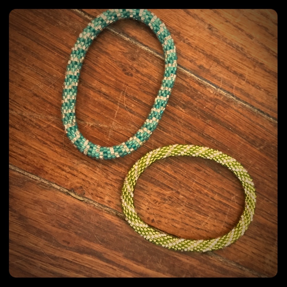 green and blue lily and laura bracelets set