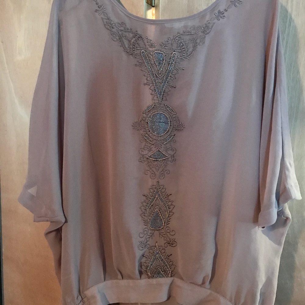 Taupe shear blouse