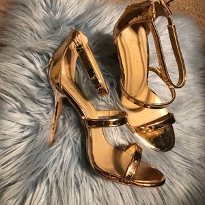 Gold strappy heels