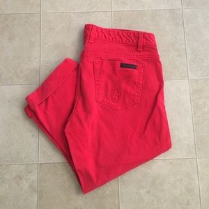 Calvin Klein Red Denim Capris, Size 32/14