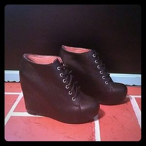 Jeffrey Campbell 99 tie lace up wedge bootie