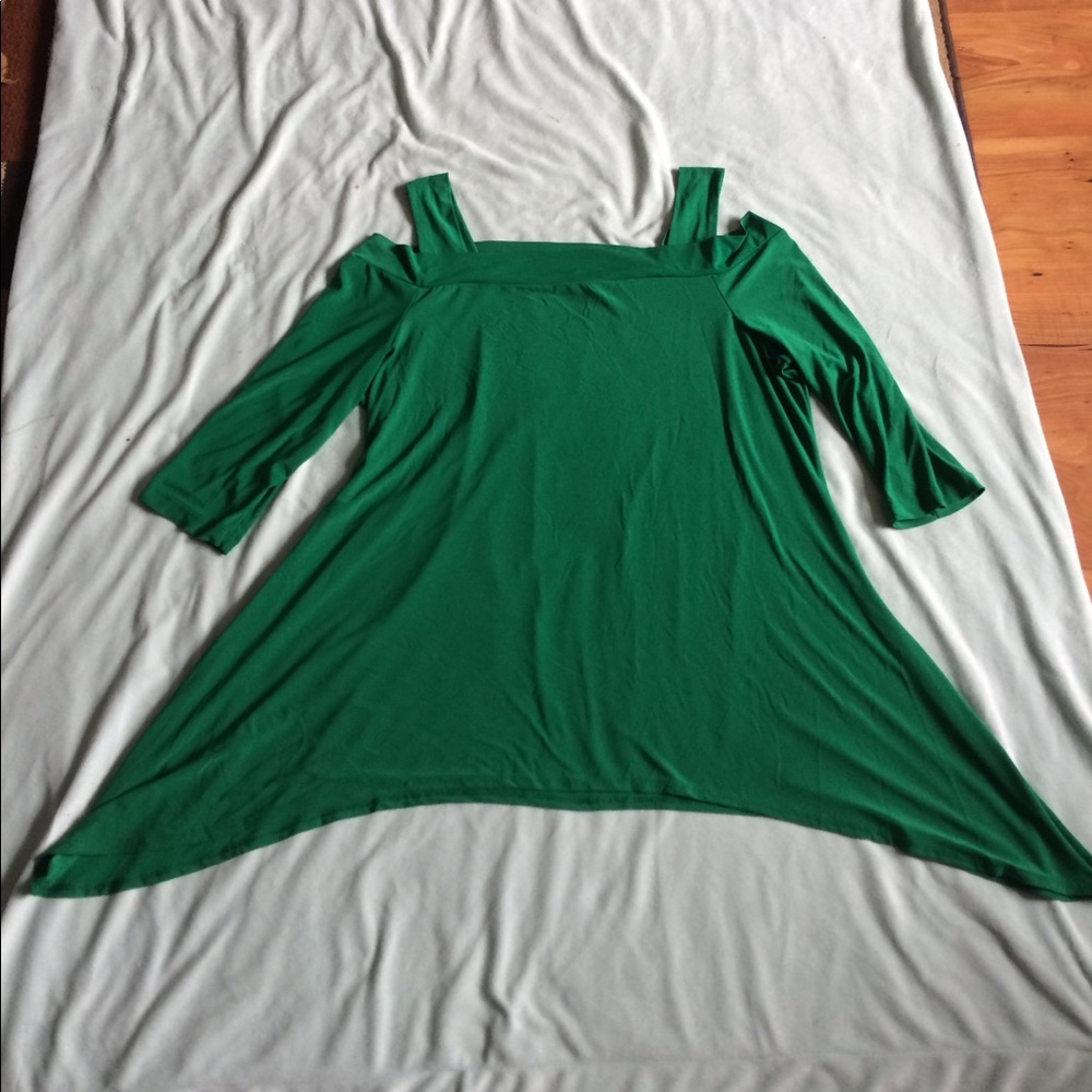 Green cold shoulder top