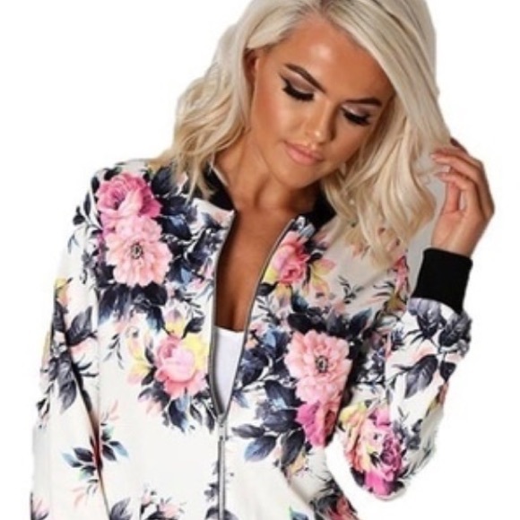 LAST ONE‼️Silky Lightweight flower bomber jacket - Picture 2 of 4