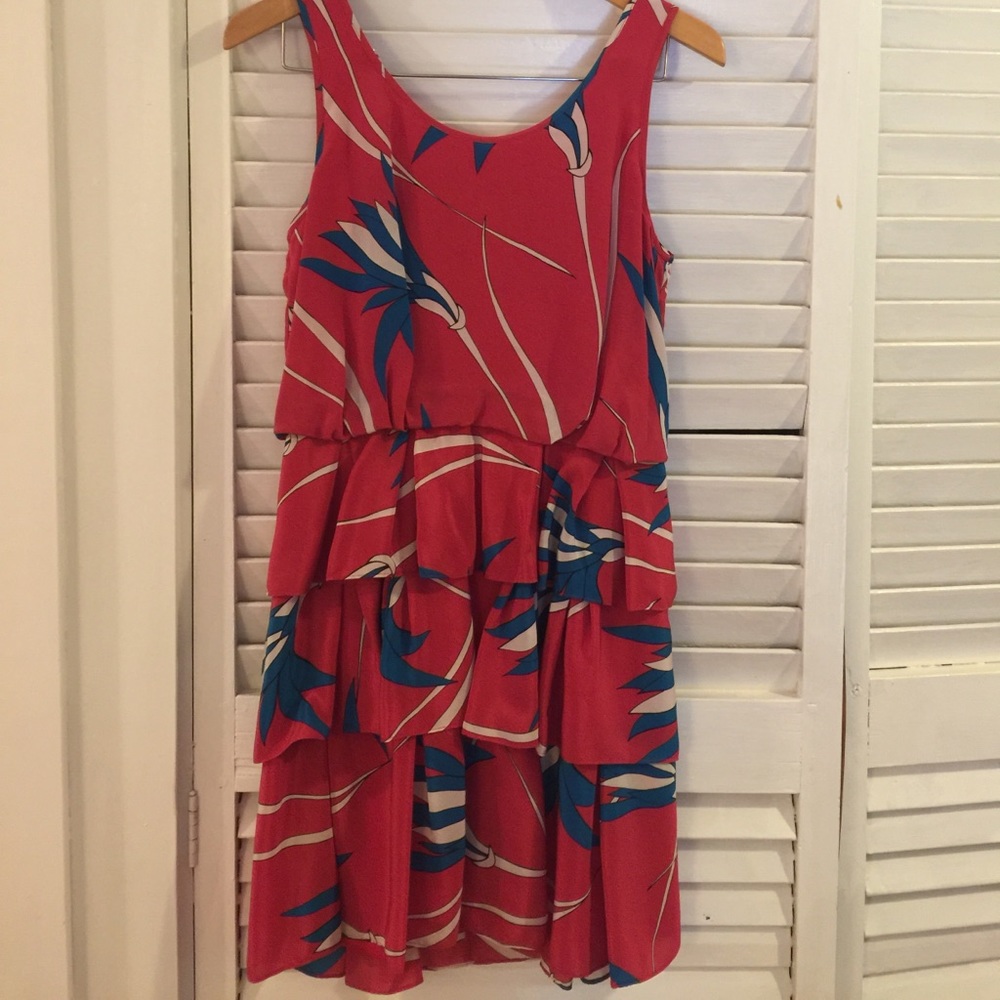 Anthropologie Sariah red floral silk dress (size4)