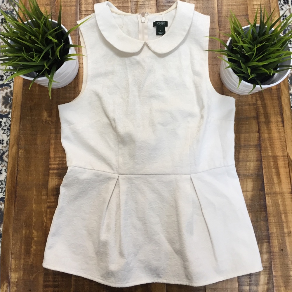 J Crew white peplum structured top