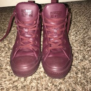Gently loved, Burgundy Leather Hi Top sneakers