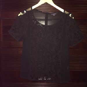 Black sheer and lace top.