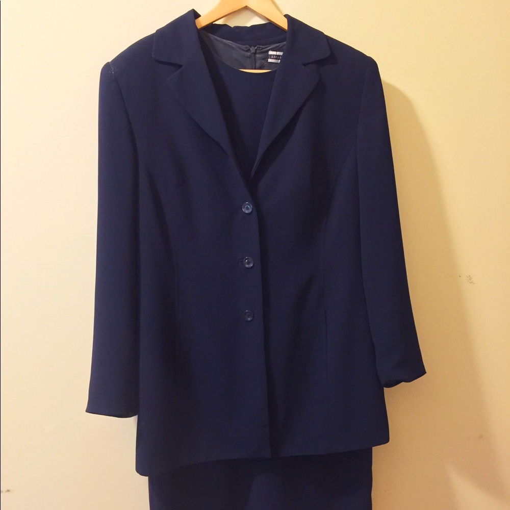 Amanda Smith 2Pc Navy Dress & Jacket Suit Size 16W