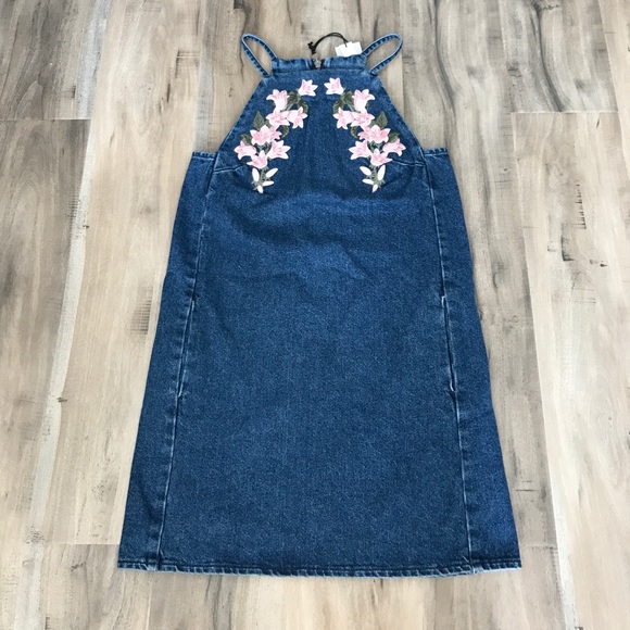 Topshop Dresses & Skirts - Top Shop Moto Pinafore denim dress