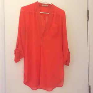 3/4 sleeve sheer coral blouse 3/4 sleeve sheer coral blouse