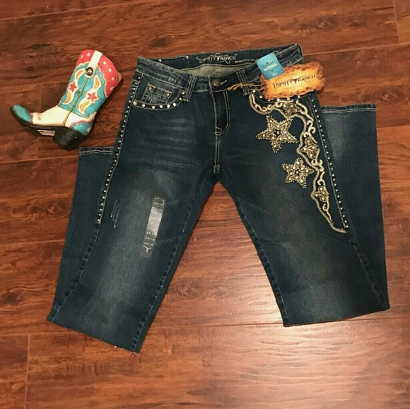 MONTANA WEST Flare Jeans w/ Star Accent - Picture 1 of 2