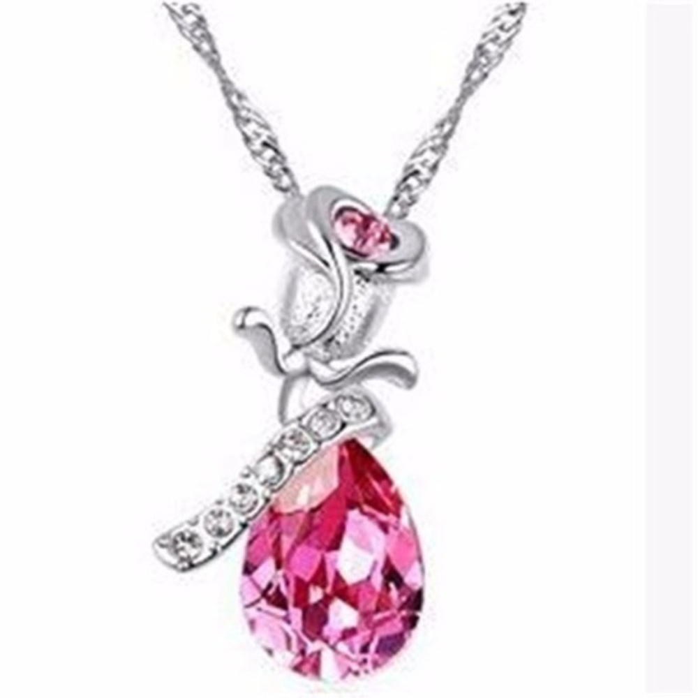 Angel tear shaped crystal necklace
