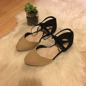 Torrid Black and Tan D'Orsay Lace Up Flats 8W