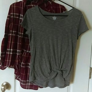 *OUTFIT BUNDLE* Scoop Tee with Plaid Button Up