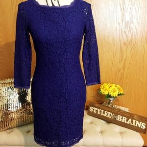 Lace Overlay Sheath Dress-ADRIANNA PAPELL