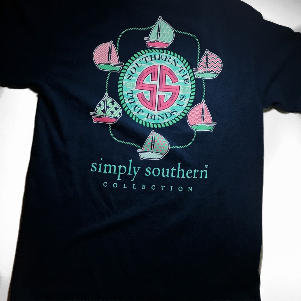 Simply Southern Collection Dark Blue Boat T
