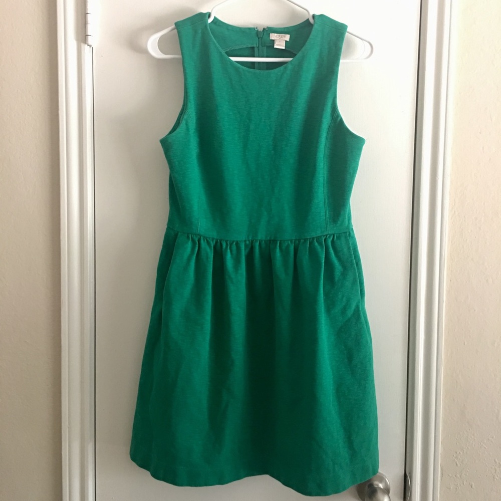 J CREW Daybreak Dress: kelly green cotton dress
