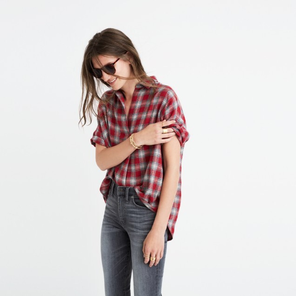 Madewell Courier Fairfax Plaid Shirt XS NWOT