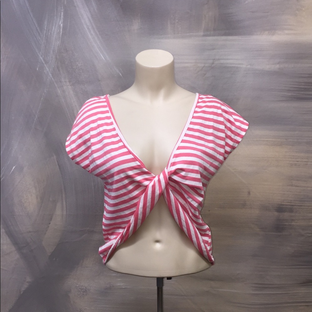 Pink and White Striped Crop Top