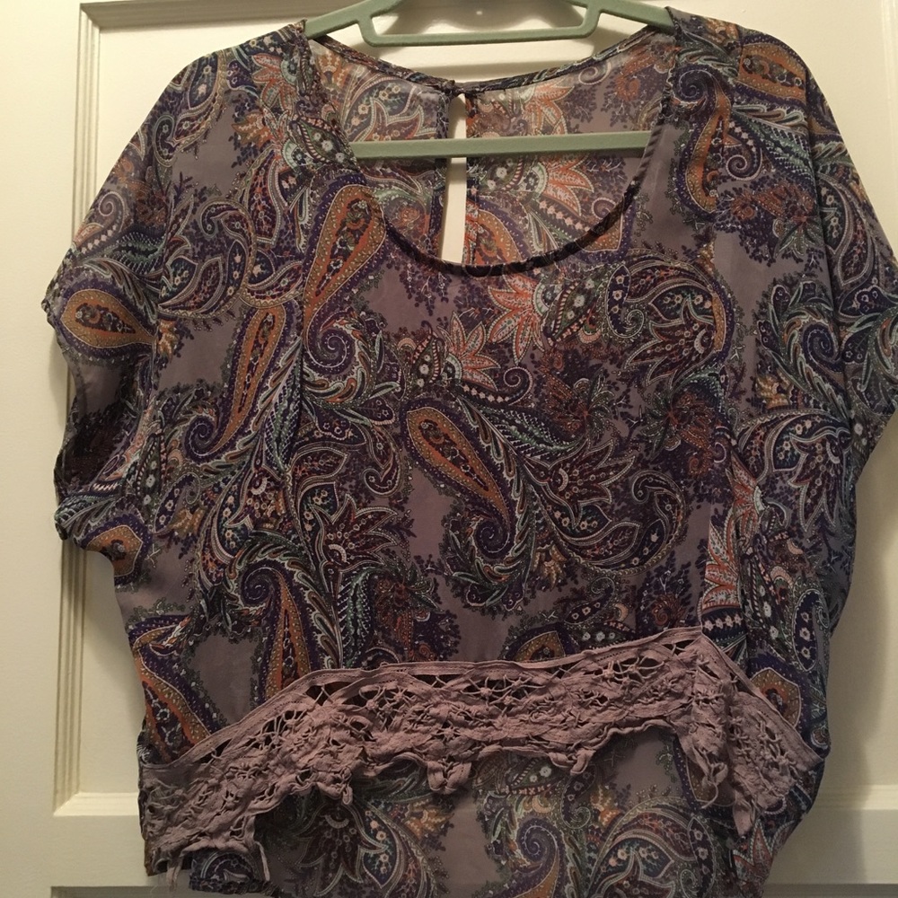 Sheer Paisley Crop Top