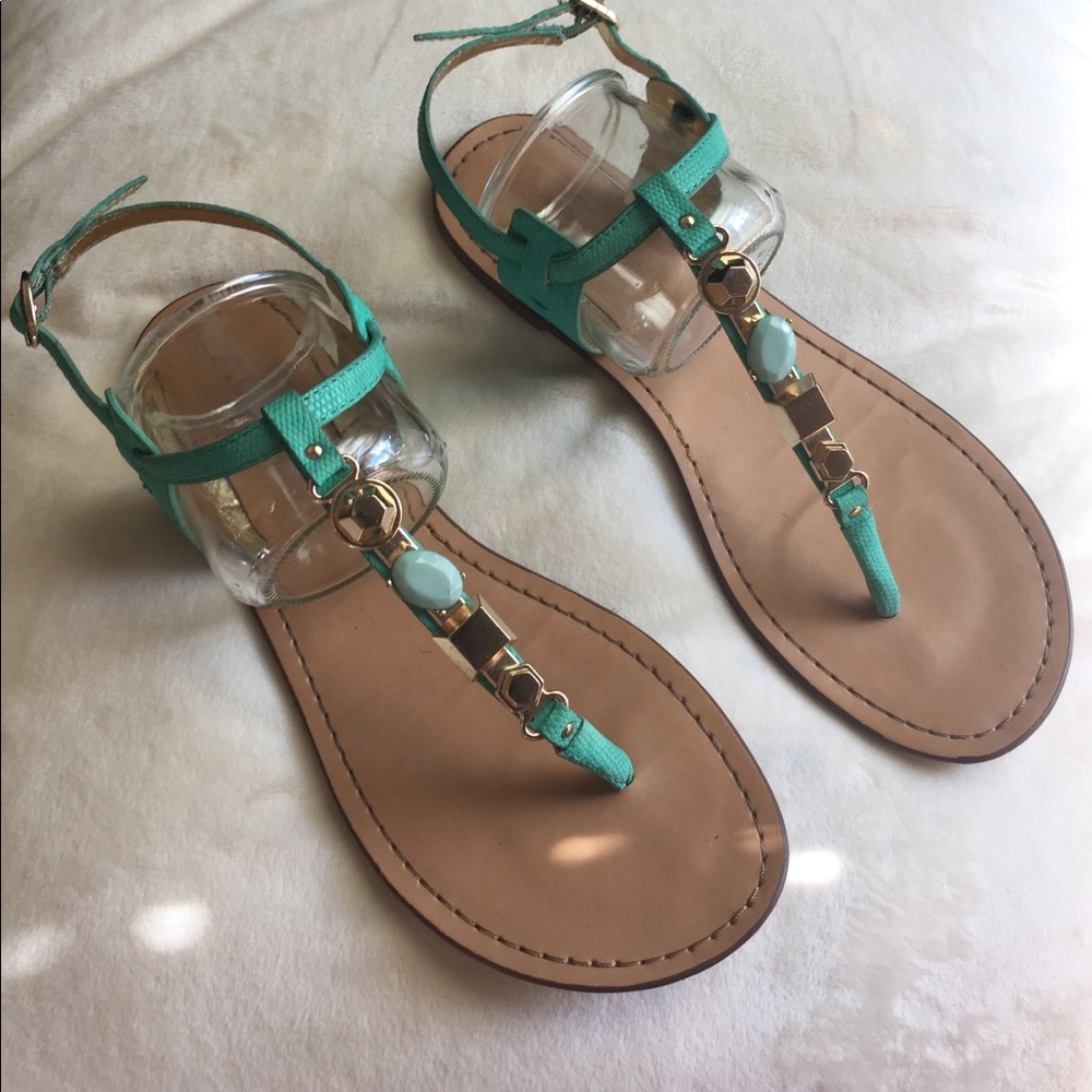 Teal & Gold Sandals