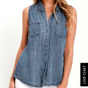 Lulu's Sleeveless Denim Button down