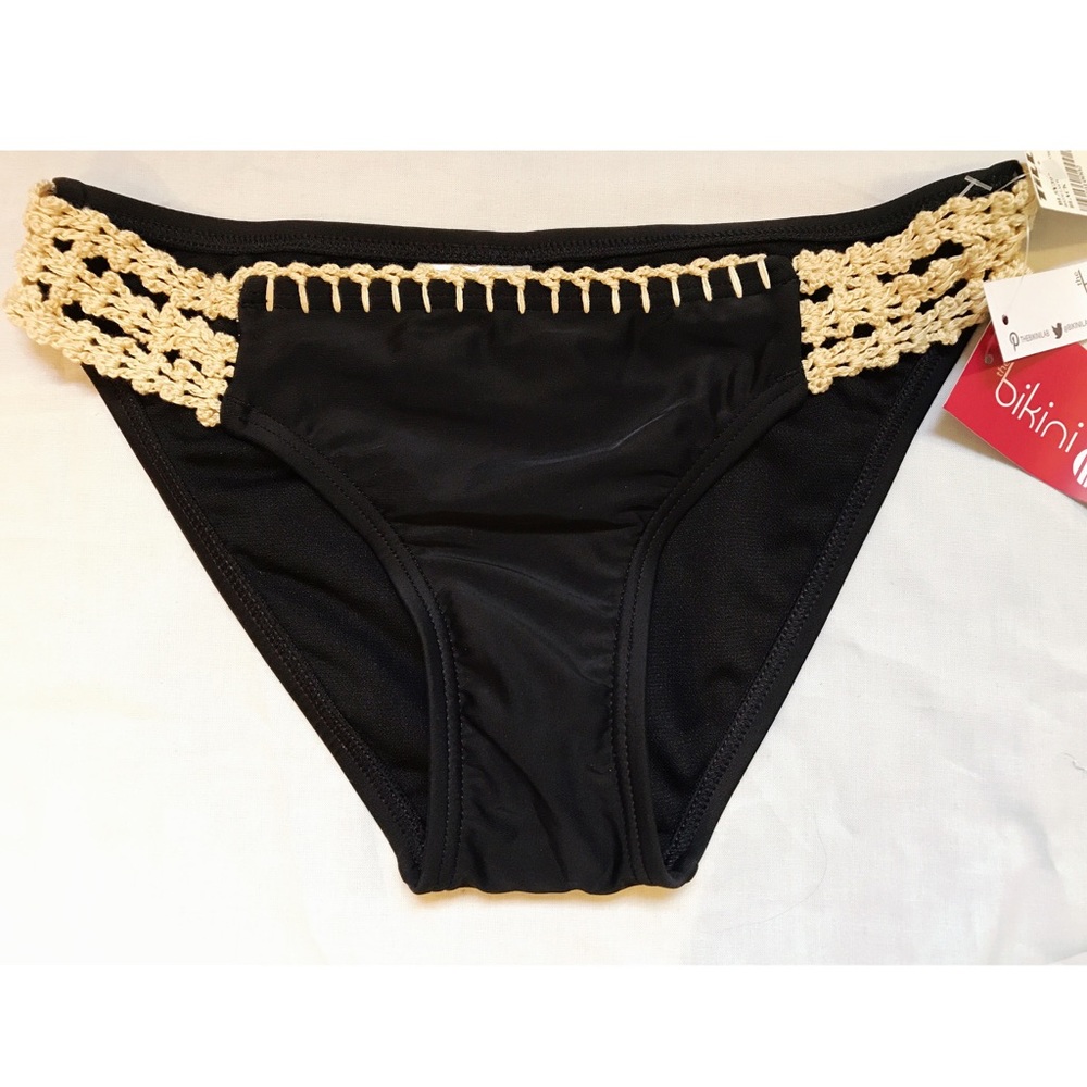NWT The Bikini Lab Black Crochet Bikini Bottoms