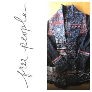 FREE PEOPLE Wool Oversized Sweater Cardigan Sz M