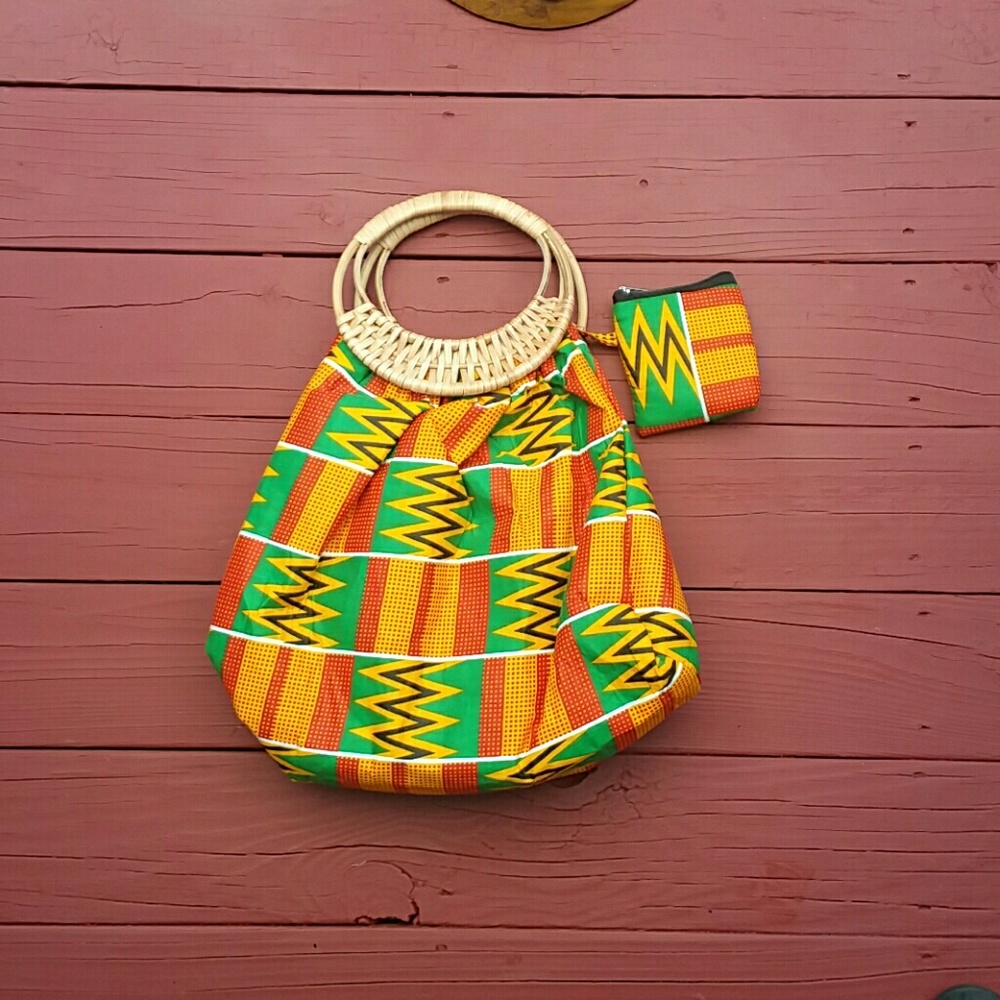 (Authentic) African KENTE Fabric tote bag - Purse