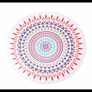 Colorful Abstract Print Fringe Beach Towel