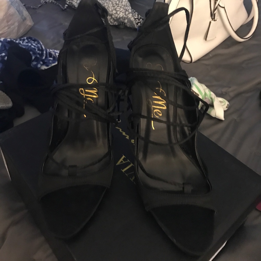 Black lace up heels