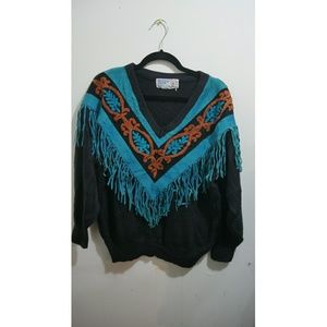 Vintage western style tassled sweater