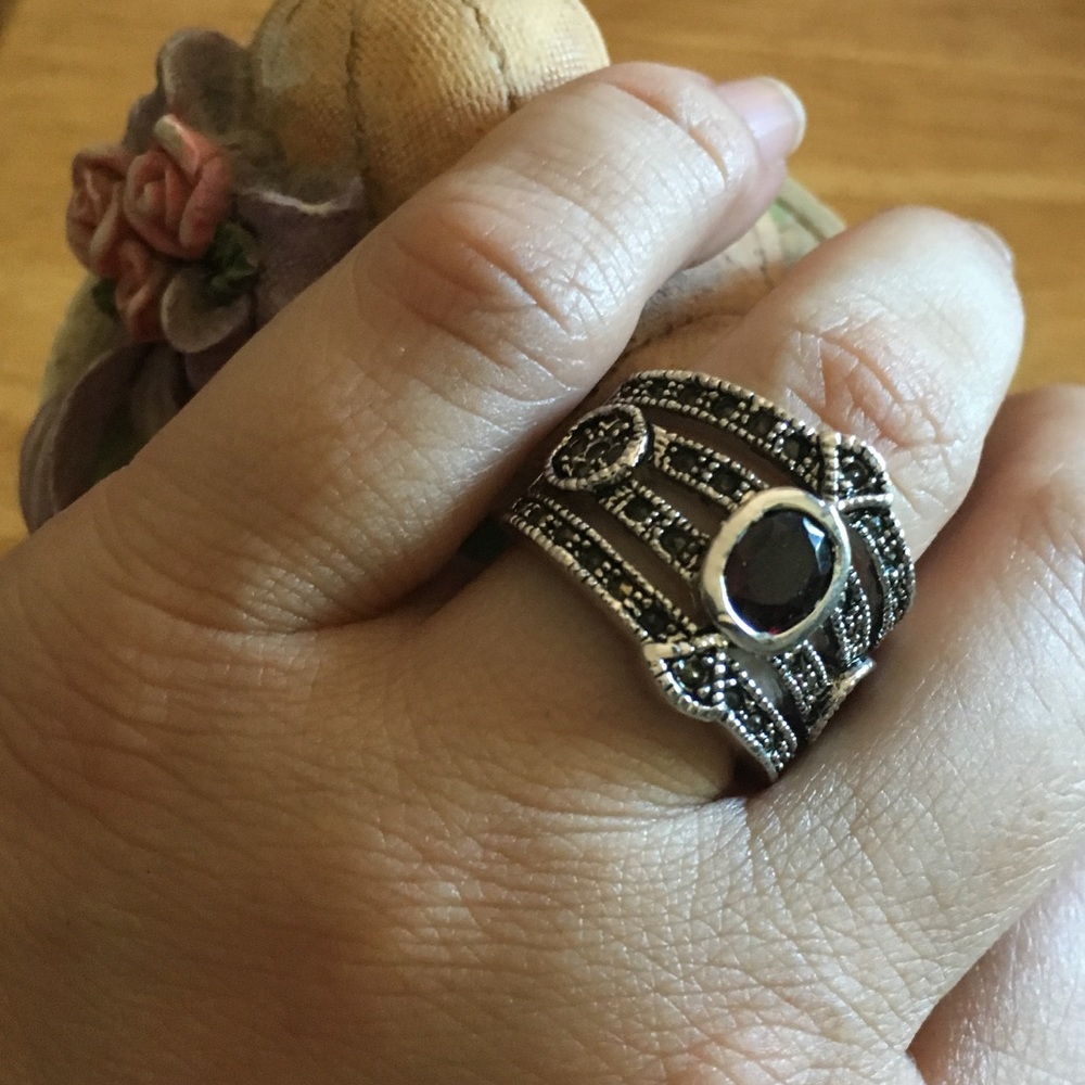 Deep red amethyst ring