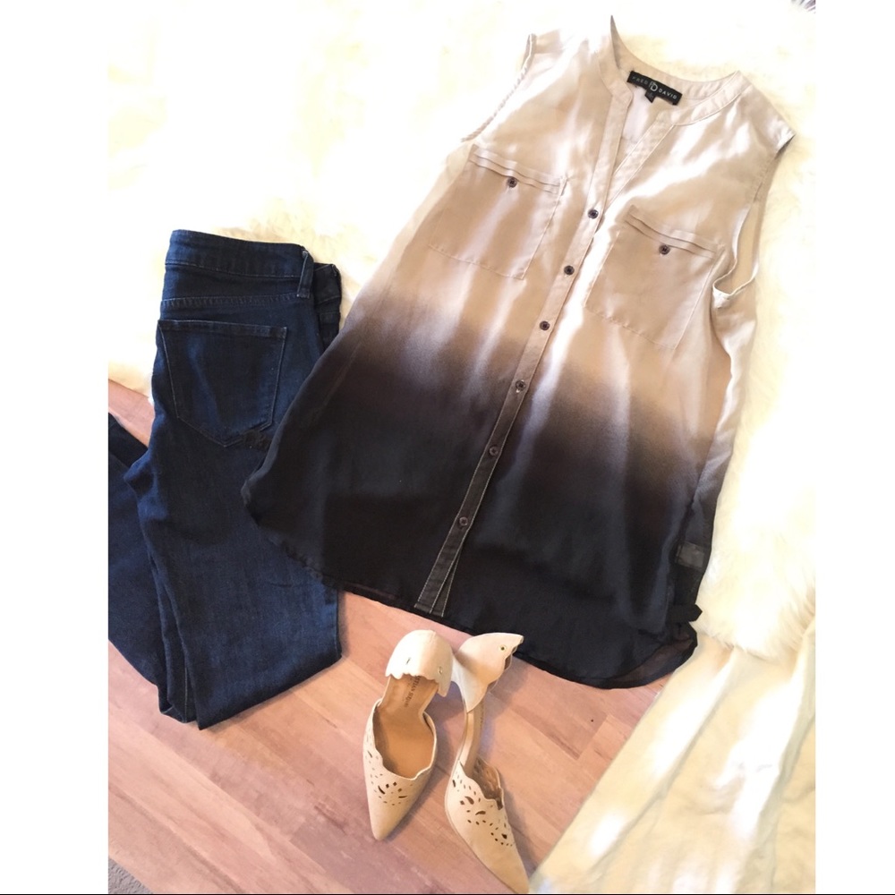 Faded sheer button up top