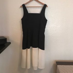 Black and white cocktail dress with bow belt