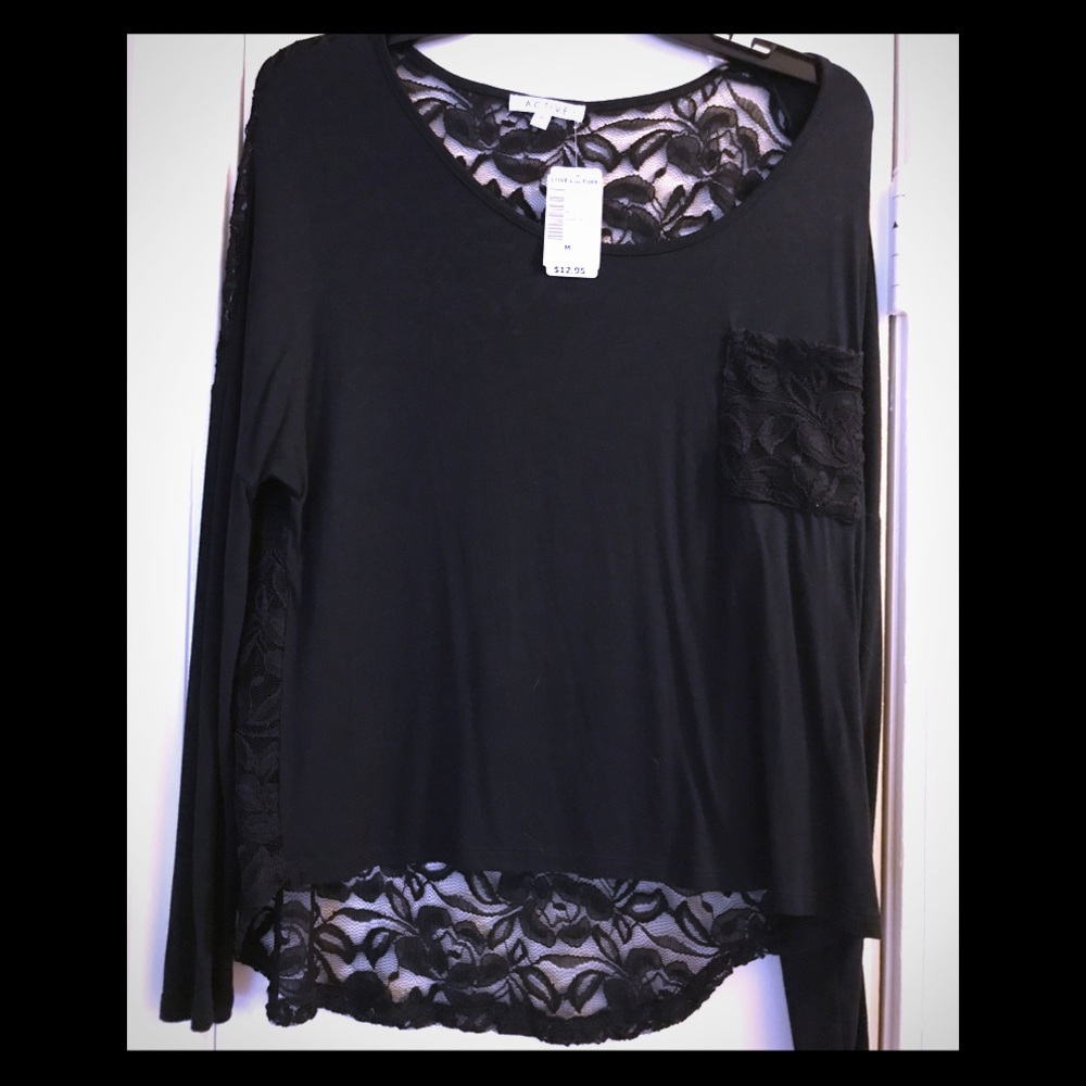 Black long sleeve tee with laced back
