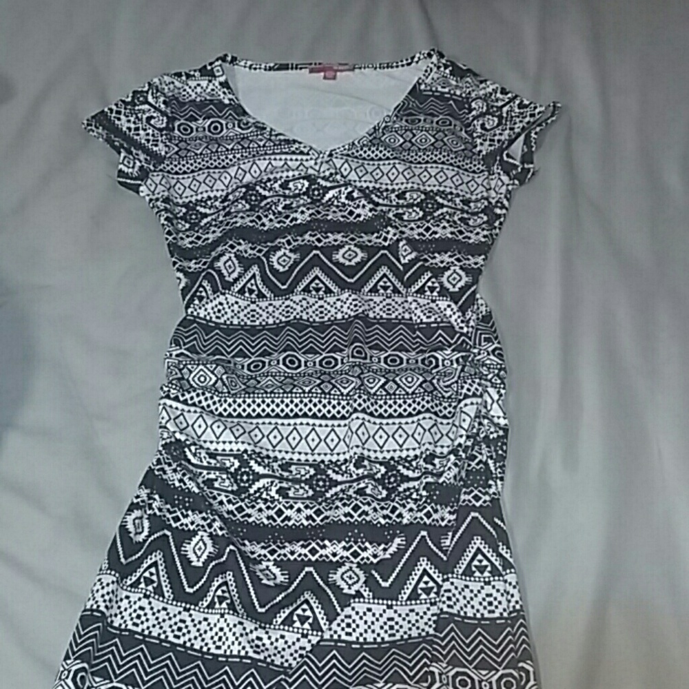 Bongo aztec print black and white dress