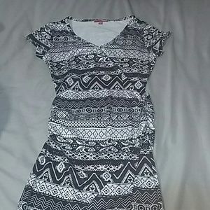 Bongo aztec print black and white dress