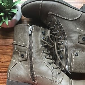 guess, faux leather combat boots