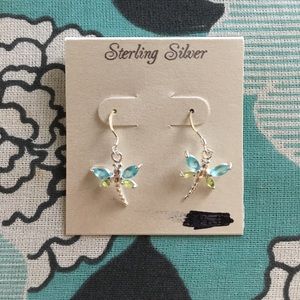 Sterling silver dragonfly earrings