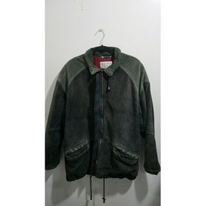 Vintage plaid and suede coat