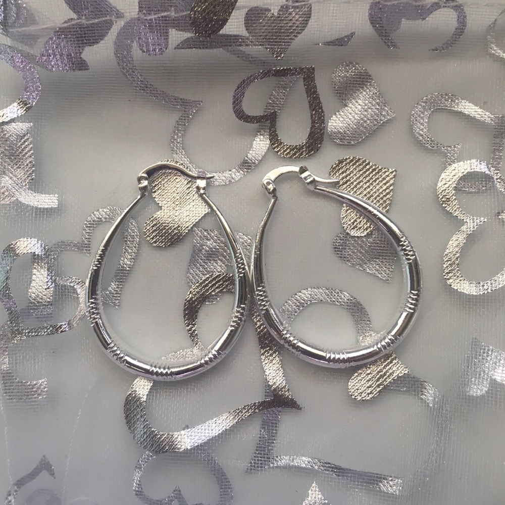 Sterling Silver Oval Hoop Earrings