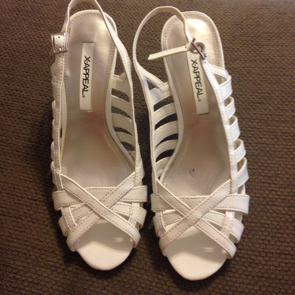 Xappeal white strap heels